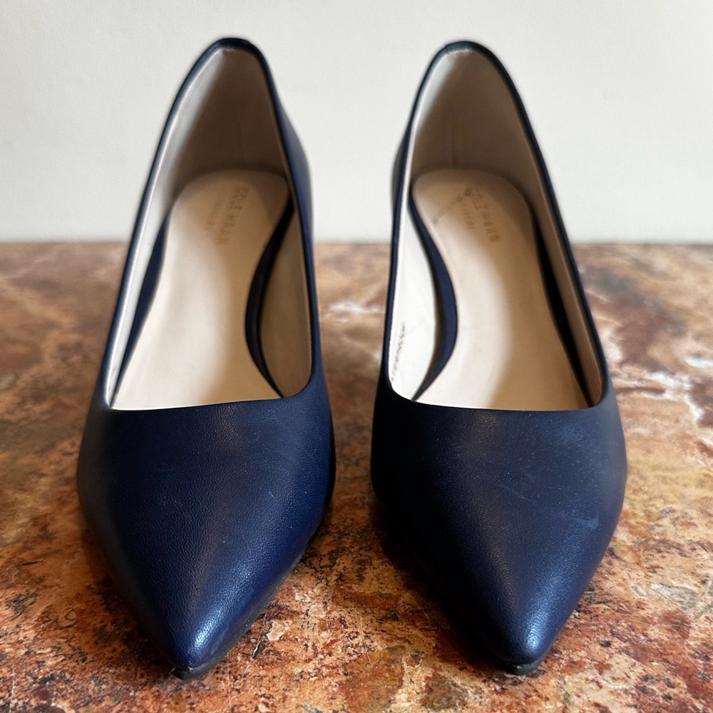 Cole Haan Marta Pump Marine Blue Leather Heels Size 6